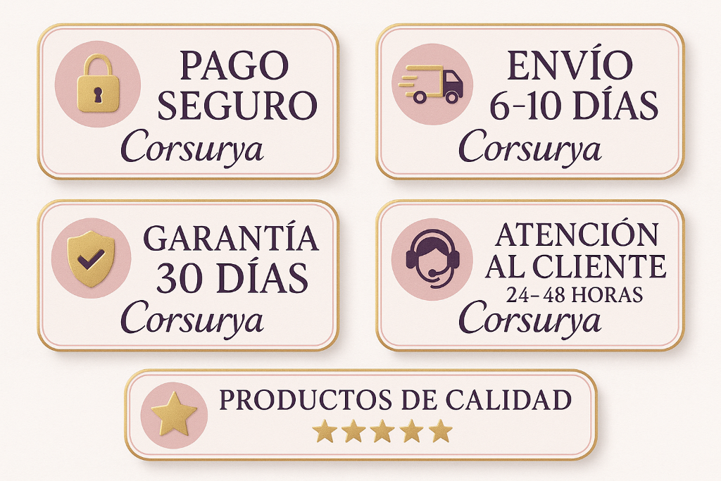 Badges de confianza en español para Corsurya
